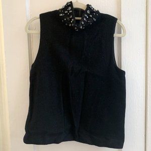 Alice + Olivia Wool/Silk Mock Neck Sleeveless Blouse